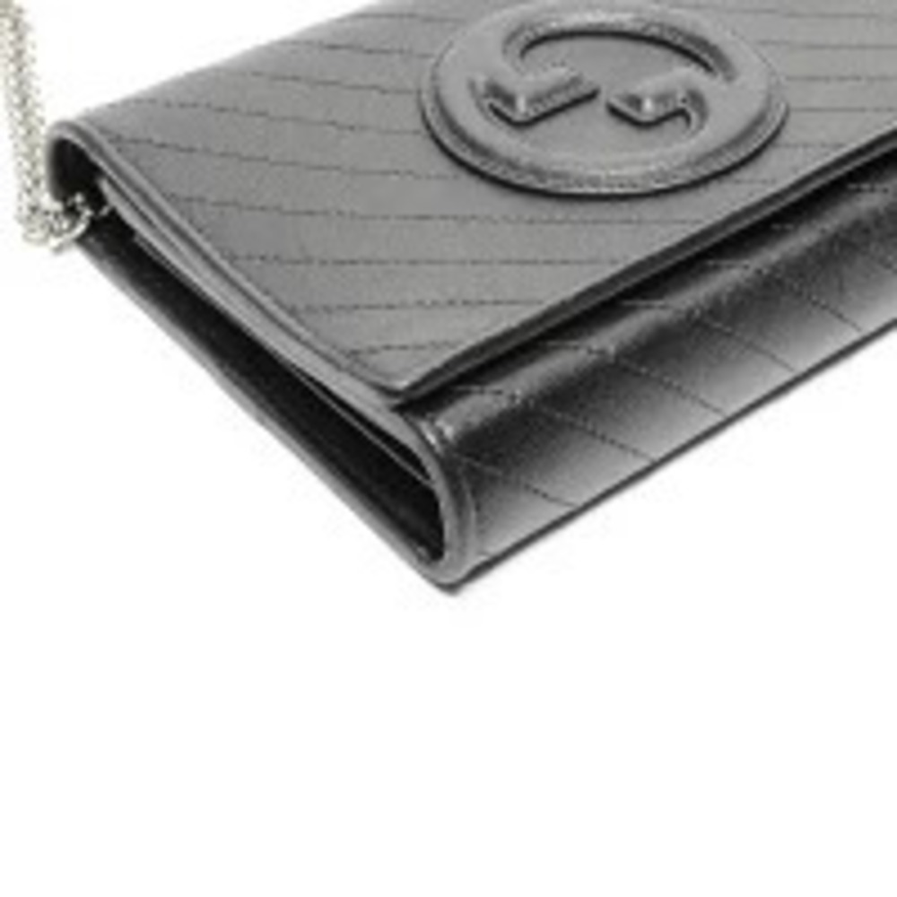 Gucci Leather Blondie Chain Shoulder Bag Navy Blue - Picture 6 of 13